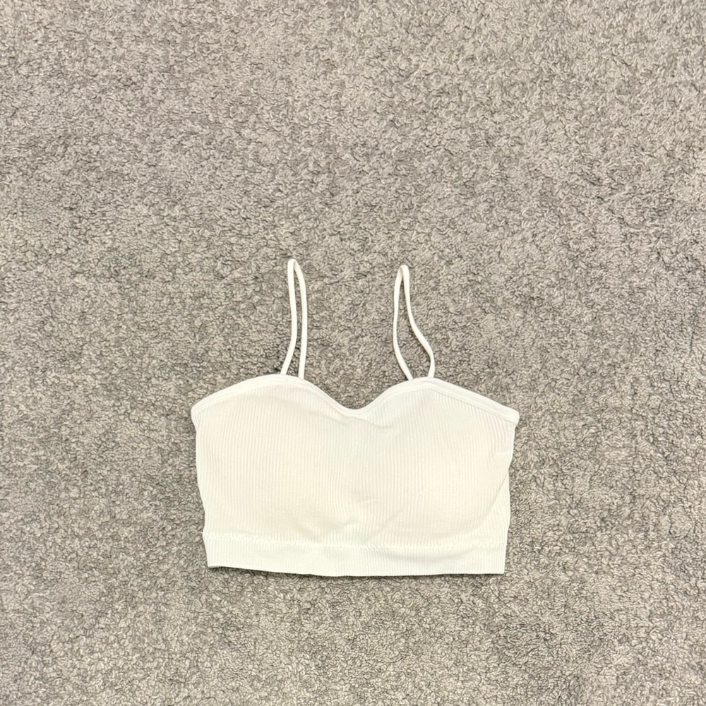 Stylish White Ribbed Bralette